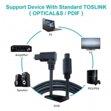 Angled Digital Toslink Optical Audio Cable,Gold-Plated,4mm Black PVC thumbnail-3