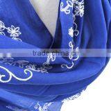 Charm Elegant Flower Embroideried Cotton Hijab Scarf Women thumbnail-4