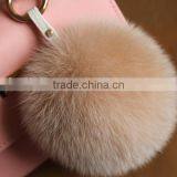 High Grade Personalized Real Racoon Fox Fur Pom Pom Metal Keychains thumbnail-2
