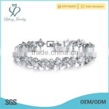 Platinum silver bracelets for ladies,crystal solid silver bracelet