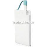 Most Popular Give Away Promotion Gift Rohs Credit Card Shape Power Bank Charger 2500mAh With Built in Cable and i Phone Adaptor