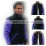 Parple And Black Wool and Leather Varsity Jacket , Baseball Varsity Jacket,