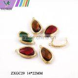 2016 New Design Hot Sale Zircon Faceted Pendant Glass Gold & Silver Bezel Paw Setting Gemstone Connectors for Jewelry Making. thumbnail-6