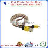 3ft/1m Colorful Micro Braided USB Cable Flat Micro USB Cable With Metal Shell for Smartphone
