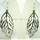Oxidized Leaf Filigree Designer Sterling Silver Earring Jewelry, Oxidized 925 Sterling Silver Jewelry thumbnail-3