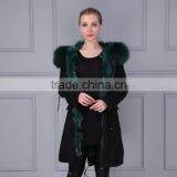 New Arrival High Quality Natural Fox Fur Lined Long Parka With Natural Raccoon Collar Supplier's Choice thumbnail-1