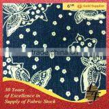 Hotsale Fashion Cotton With Spandex Denim Flower Printed Stock Lot Fabric for Garment