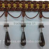 Black Curtain Tassel Fringe With Beautiful Beaded Trim,polyester Beaded Fringe thumbnail-1