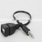 1ft Black 3.5mm Male AUX Audio Plug Jack To USB Female Converter Cable Cord Car MP3