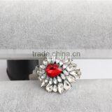 Hot Selling Cheap Custom Rhodium Crystal Ring Wholesale, Red Diamond Rings for Women thumbnail-1