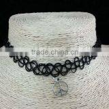 Black Elastic Nylon Rope With Silver Alloy Hand Shape Choker Necklace thumbnail-6