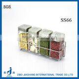 4pcs/set Glass Spice Jars With Stainless Steel Lid Metal Stand thumbnail-1