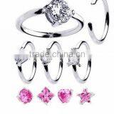 Stainless Steel CBR Rings With Zircon Body Piercing Captive Rings thumbnail-1