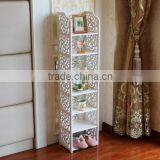 Fashion Style Pure White Spicy Cube Wood Carved Shelf