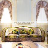 Luxury French Baroque Design New Classic Fabric Living Room Furniture Sofa Set/ Elegant Floral Wooden Hand Carved Sectional Sofa thumbnail-2