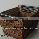 Natural Water Hyacinth Storage Baskets With Wood Handle thumbnail-5