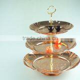 Stainless Steel Three Layer Metal Fruits Plate Flower Decoration and Clourful thumbnail-6