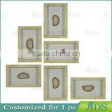 Shadow Box Frame With A Light Gray Wash And Encasing Colorful Natural Agate Under Glass thumbnail-5