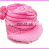 2015 Wool Kintted Crochet Winter Hat/children Cap With Wool Ball