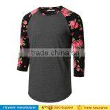 2016 Cheap Casual O Neck 3/4 Sleeve Floral Raglan T-shirt Tee Tops for Women thumbnail-5