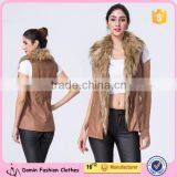 New Fashion Wholesale Clothing Manufacturers Women PU Gilet With Fur Collar thumbnail-5