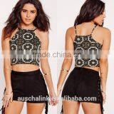 Wholesale Ladies Khaki Tile Racer Sexy Crop Tops OEM Service thumbnail-6