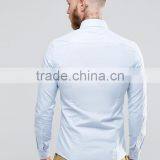 High Quality Custom New Design Point Collar Long Sleeve Mens 98% Cotton 2% Elastane Skinny Casual Blue Sky Dress Shirts thumbnail-2