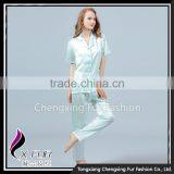 CXTZ01 Wholesale Cheap Ladies Silk Pajamas Home Wear With Pockets thumbnail-4