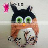 Hot Sale 2015 Owl Baby Black and Orange Wool Hats, Green Eyes Color Matching Hats thumbnail-1