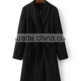 Runwaylover EY1018C Lady Trench Coat With Belt Black Long Women Coat thumbnail-5