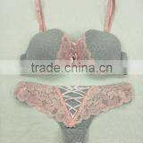 Sexy Fancy Lace Pink Japanese Girl Sexy Photos Sexy Bra Panty Set thumbnail-1