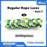 High Quality Polyester Thick Strong Laces for Hiking Race Running Boots - Regular Swirl Cord Rope Booting Shoelaces - Grey/Gray thumbnail-3