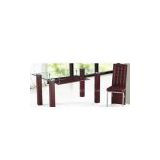modern design new rectangle pu glass dining table and dining set