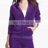 CHEFON Women Velour Zip Front Hoodie Tracksuit CNA0049 thumbnail-1
