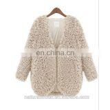 New Style Loose V Neck Long Sleeve Winter Women Faux Fur Coat thumbnail-1