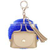 Pom Pom Tassel Mini pu Bag Keychain thumbnail-2
