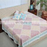 Beautiful Jaipuri Handmade Printed Bed Cover With Pillow Cover Bedding Set thumbnail-1