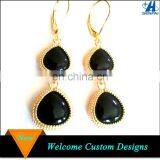 Fashion Black Onyx Gold Stone Wedding Earrings for Bridesmaid Gifts thumbnail-1