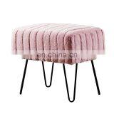 Modern Home Use Stool Tufted Velvet Ottoman Stool With Metal Legs Living Room Pink Ottoman thumbnail-1