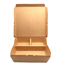 Disposable 2 3 5 Compartment Brown Paper Food Box for Take Away Fast Food Restaurant Salad Sushi Fried Chips thumbnail-3