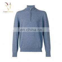 Merino Wool Men's Stand Collar Sweater 1/4 Zip Cashmere Pullover Sweater thumbnail-4