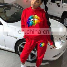 Wholesale Custom Ladies Suit Printed Hooded Long Sleeve Sweater Casual Suit Sports Long Hooded Printed Suit Casual Style thumbnail-3