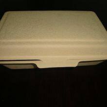 1000ml Double Grid Lunch Box 9 * 6 Degradable Environmental Protection Lunch Box Take Out Pulp Bagasse Lunch Box Disposable Lunch Box Single Double Grid Salad Box thumbnail-2