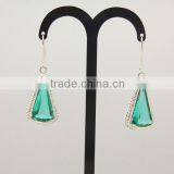 Elegant Dangle Single Emerald Green Stone Earring for Young Lady thumbnail-3