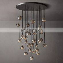 Modern Luxury Industrial Style Transparent Smoke Gray Crystal BOULE Raindrop Pendant Light for Living Room & Hotel Decoration thumbnail-4