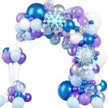 Factory-Supplied Blue Latex Balloon Arches - Snowflake Accents, for Weddings & Baby Showers thumbnail-2