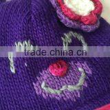 Winter Fashion Animal Shape Funny Face Cat Ear Knitted Hat for Ladies and Girls thumbnail-2