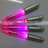 promotional gifts light up pen,led glowing ballpen, led flashlight pen,chinese manufacturer led pen,imprinted led light ballpen