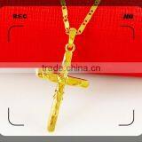 2015 fashion cooper alloy plating gold cross necklace