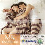 High Water Absorbency Women Fleece Stripe Robe /Bathrobe thumbnail-1